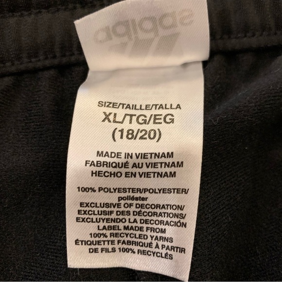 Adidas Youth Boys Size XL 18/20 Black Track Pants Athletic Sweatpants EUC - Picture 4 of 4
